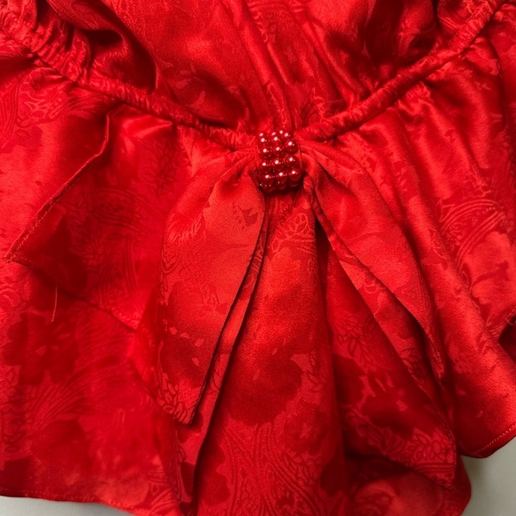 Vintage Victoria’s Secret Satin Romper Red Beaded Y2K Lingerie Bodysuit S - Picture 4 of 8